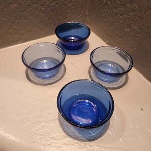Set of 4 Anchor Hocking Glass Cobalt Blue Custard Cups Ramekin Cups